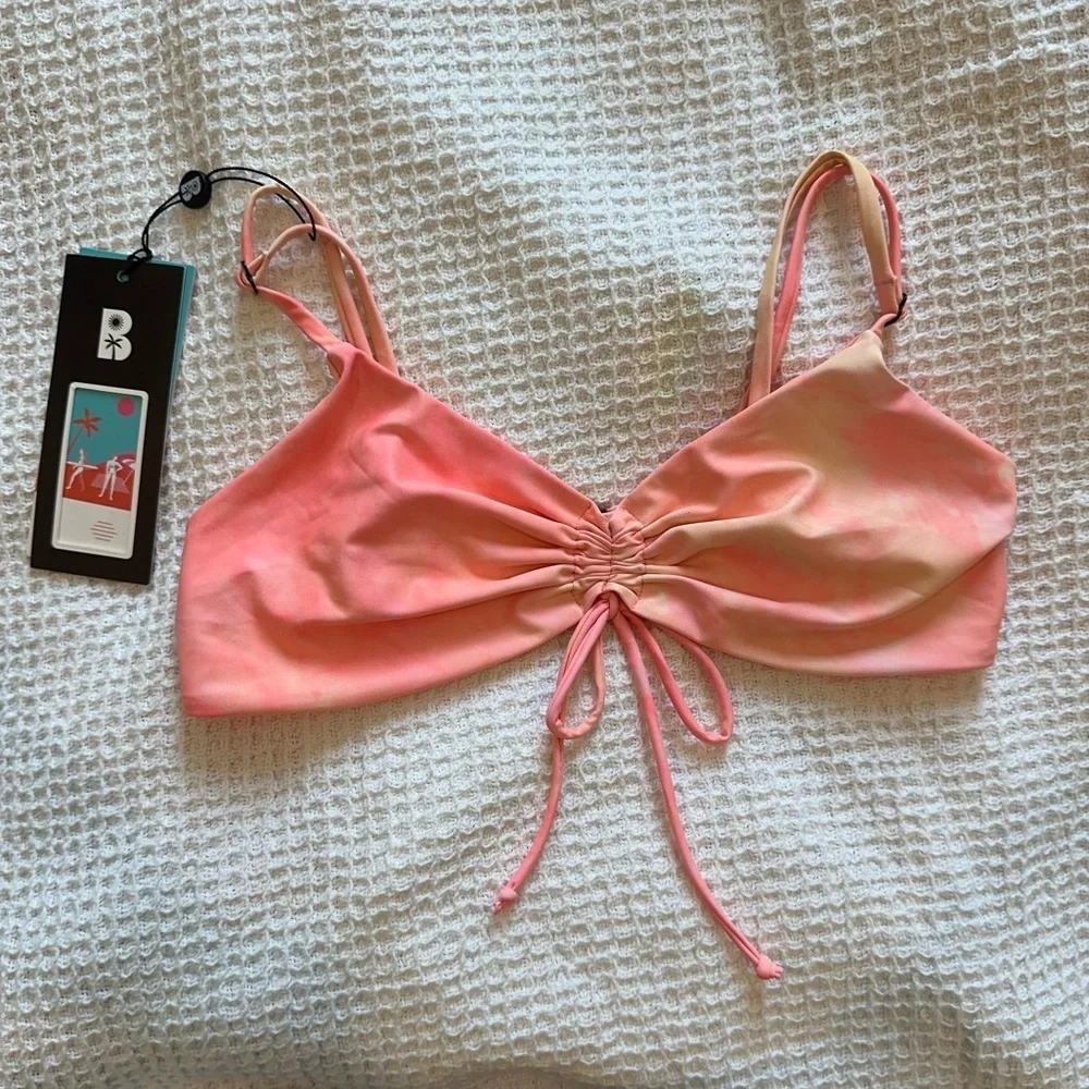 NEW NWT Blackbough Swim Women's Sophia Bikini Top Pink Lemonade Size Medium - Picture 2 of 9